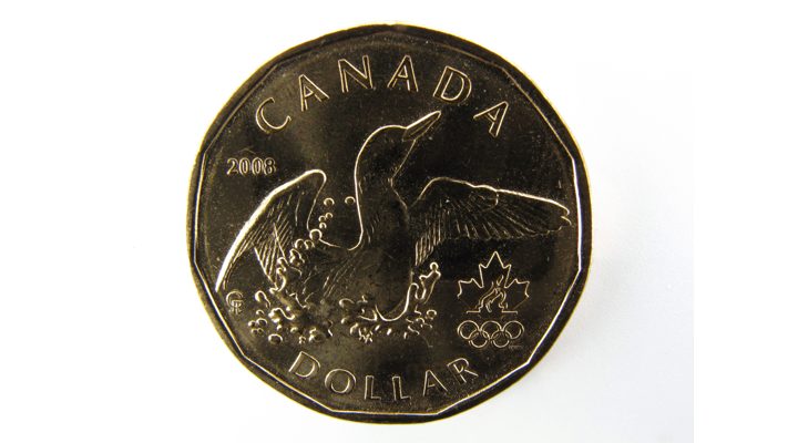 Canadian one-dollar loonie coin